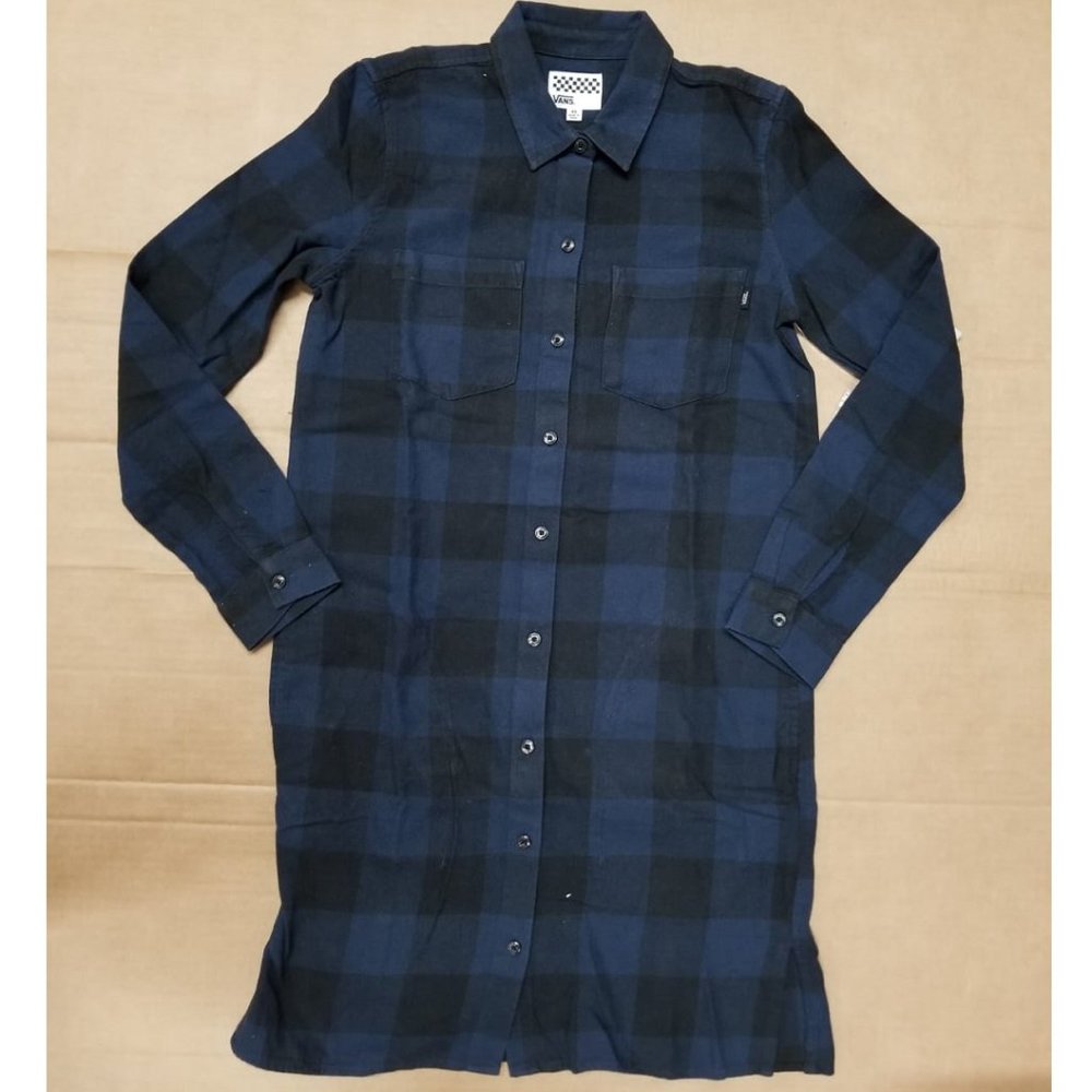 Vans Brigada Midi Womens Button Down Dress Blue - Picture 1 of 3